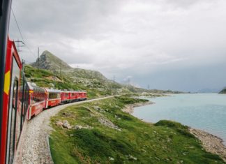 A train trip in Poschiavo, Switzerland
