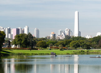The obelisk of Sao Paulo in Ibirapuera Park.