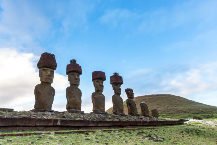 Anakena Beach on Easter Island in Chile
