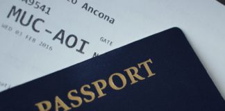 Passport and plane ticket