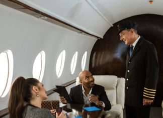 People in a private plane