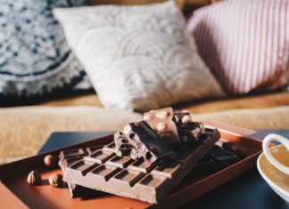 Chocolate on a bed