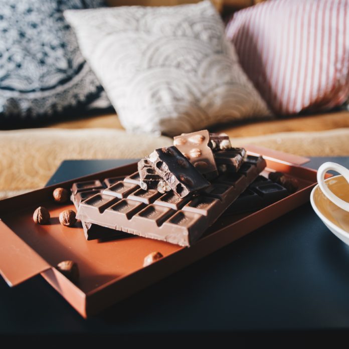 Chocolate on a bed