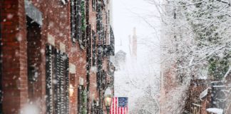 US Flag in the snow