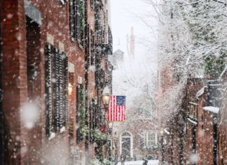 US Flag in the snow