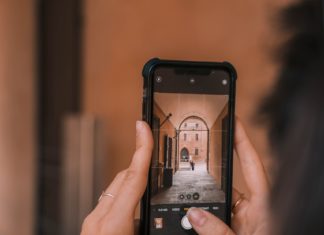 Taking a photo with iPhone