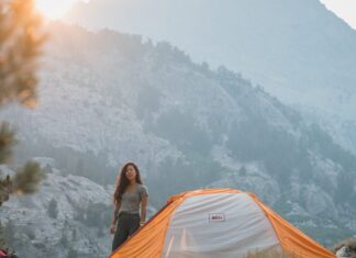 Woman camping