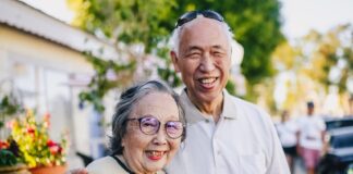 Old couple smiling