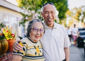 Old couple smiling