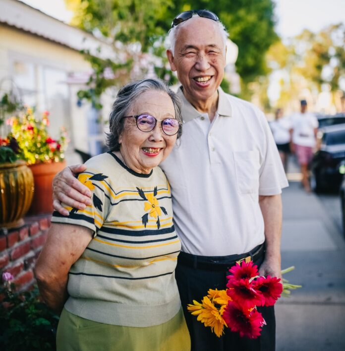 Old couple smiling